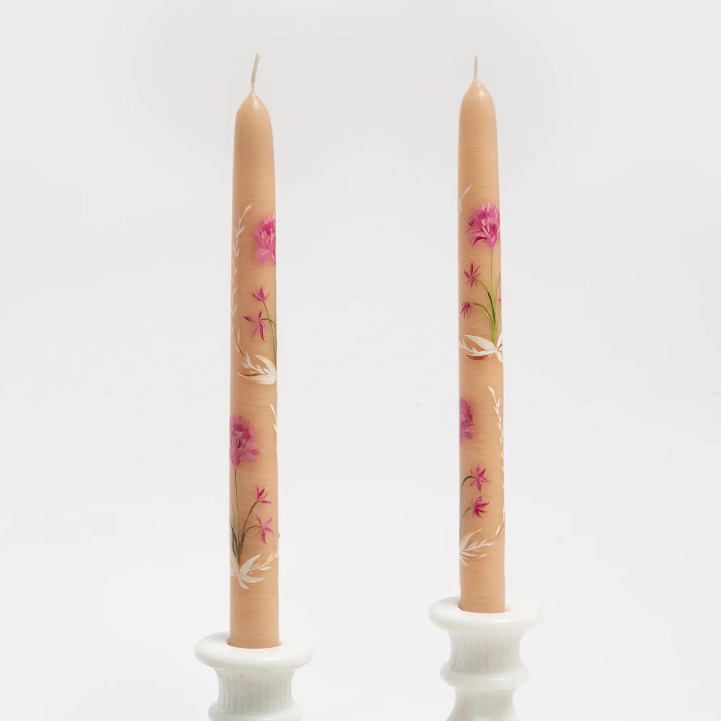 Set of 2 Hand-Painted Tapers - In Bloom