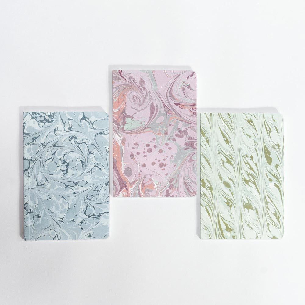 Set of 3 Pocket Journals - Decorative Marble