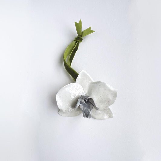 Orchid Ornament - White/Silver