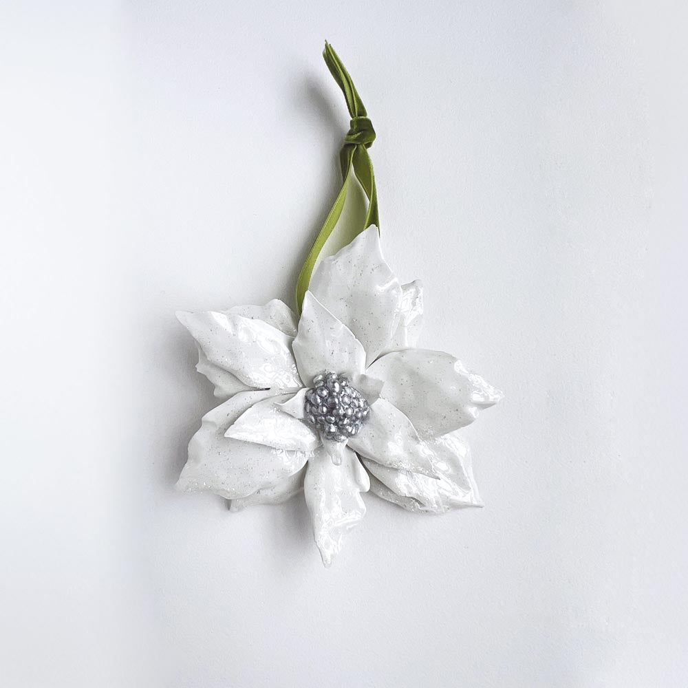 Poinsettia Ornament - Silver