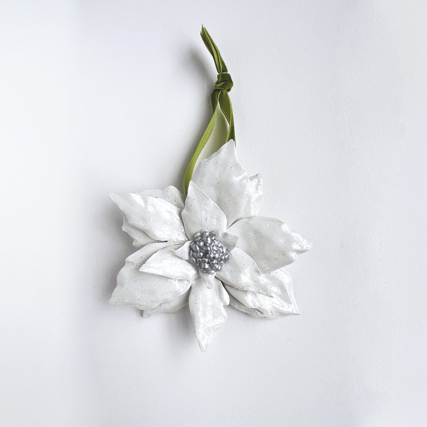 Poinsettia Ornament - Silver